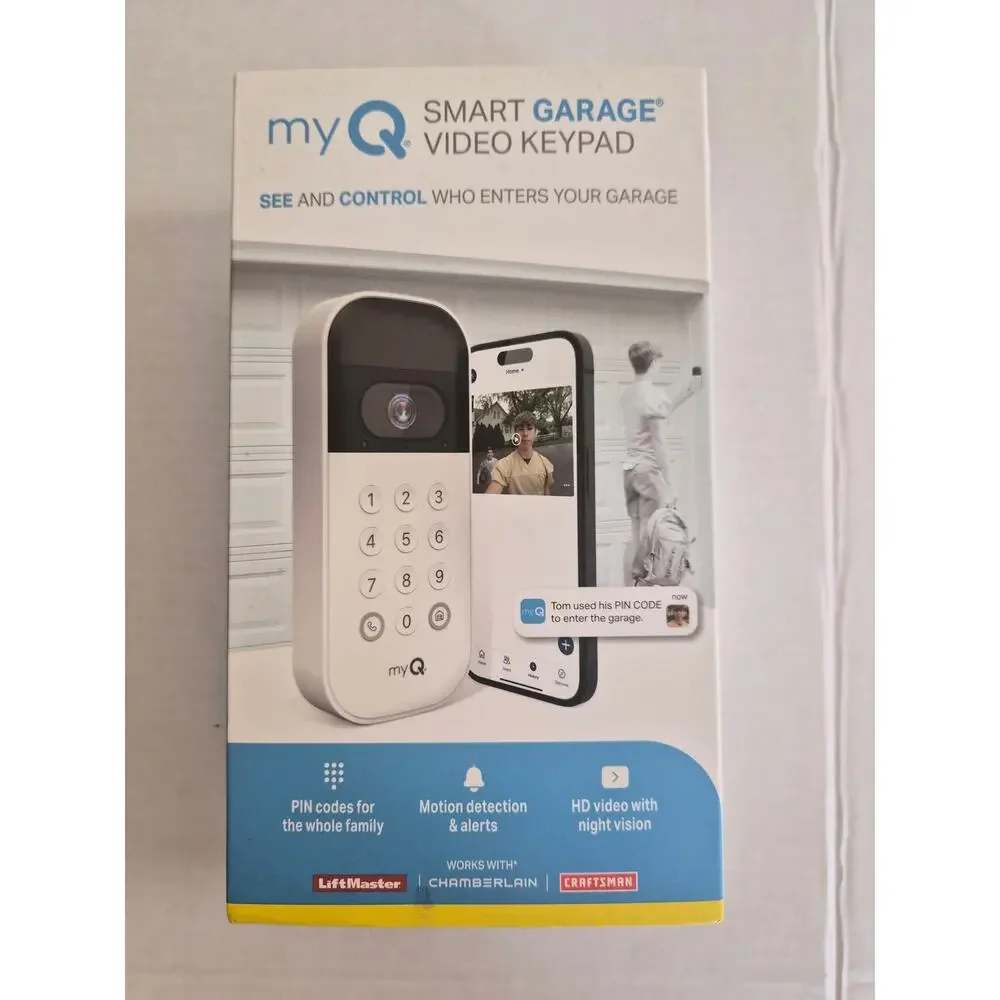 myQ Smart Garage Video Keypad HD Camera, Motion Alerts, 2‑Way Talk NIB